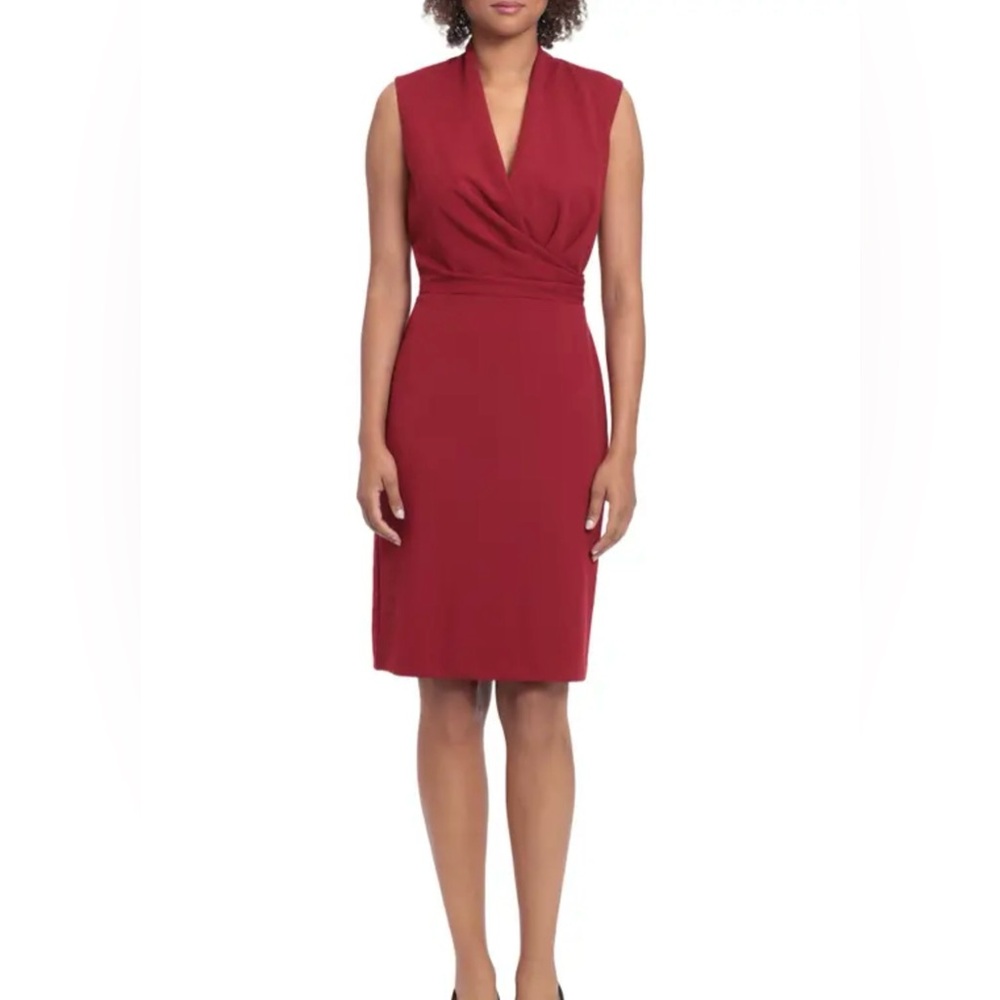 London Times Draped Waist Sleeveless Sheath Dress SZ 14 NWT